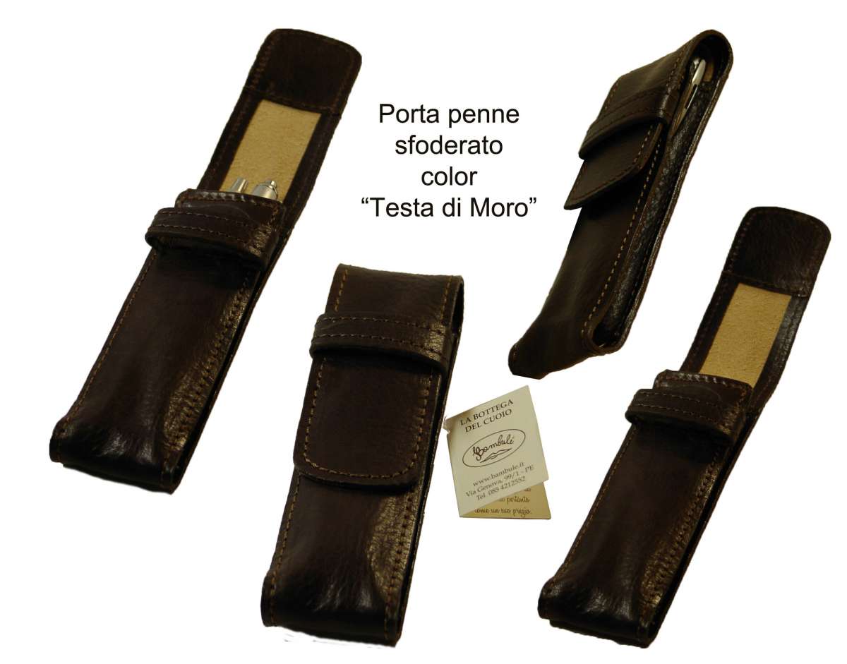 Portapenne da taschino in cuoio, sfoderato &quot;Bambulè&quot; la bottega del